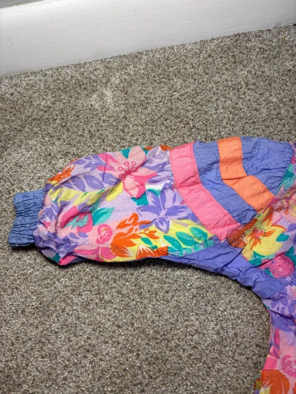 Vintage London Fog Vibrant Floral Cropped Windbreaker Track Jacket Girl’s Large
